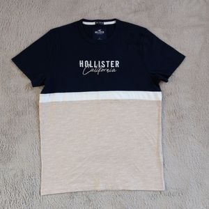 Mens shirt navy blue and cream size L hollister